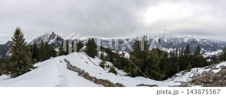 Panoramic landscape view, Schweinsberg mountain, Bavaria, Germany 143875567