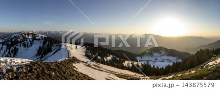 Panoramic landscape view, Seekarkreuz mountain, Bavaria, Germany 143875579
