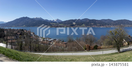 Panoramic view, lake Tegernsee, Bavaria, Germany Panoramic view, lake Tegernsee, Bavaria, Germany 143875581