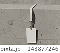 Blank ID card on a lanyard hanging from a concrete block in soft daylight 3D render 143877246