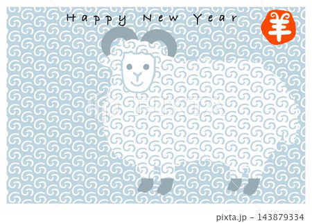 新年の挨拶をする可愛いひつじ 未年年賀状 新年の挨拶をする可愛いひつじ 未年年賀状 143879334