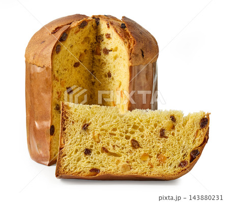 Artisan panettone with nuts and dried fruit 143880231