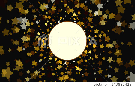 Decorative background of gold star confetti. Glitter made of stars on black background Decorative background of gold star confetti. Glitter made of stars on black background 143881428