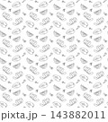 Seamless pattern of Apple, lemon slices and spice Hand drawn line art Winter wrapping paper design. Vector illustration Print, textile, fabric or wrapping paper, menus and gift cards background, label 143882011