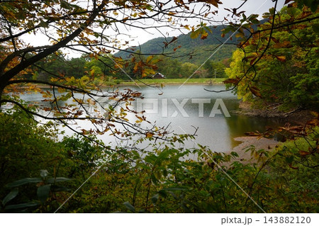 秋の蔵王スキー場にある鴫の谷地沼の寂しい風景 秋の蔵王スキー場にある鴫の谷地沼の寂しい風景 143882120