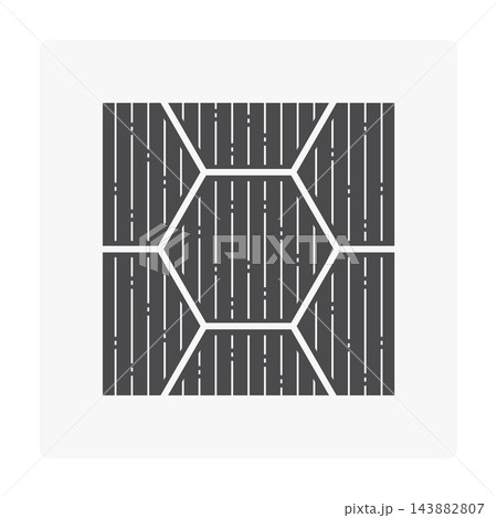 Black parquet floor icon with geometric hexagonal panels and fine vertical wood grain Black parquet floor icon with geometric hexagonal panels and fine vertical wood grain 143882807