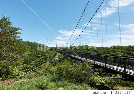 つつじ吊橋 栃木県那須町湯本 八幡 谷を渡る吊り橋 143884117