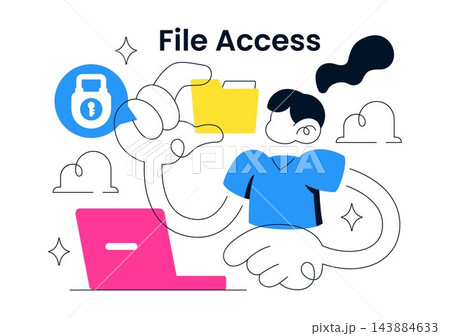 File Access Vector Illustration Featuring Secure Document Storage, Digital Folder, Padlock, Data Protection, and User Authentication Concept File Access Vector Illustration Featuring Secure Document Storage, Digital Folder, Padlock, Data Protection, and User Authentication Concept 143884633