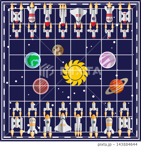 Stylized chess on a space theme. Vector illustration. Stylized chess on a space theme. Vector illustration. 143884644