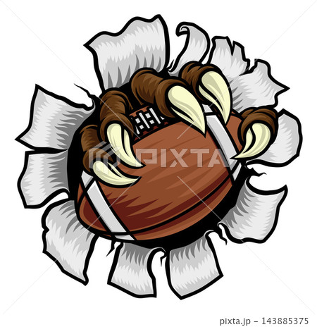 American Football Ball Claw Monster Animal Hand 143885375