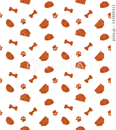 Seamless Dog Pet Pattern with Bones and Paws 143885411