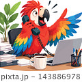 Parrot working at office desk talking on telephone 143886978