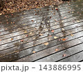 雨に濡れたウッドデッキ 143886995