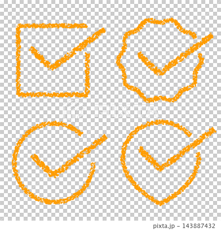 Crayon-style hand-drawn checkmark set Crayon-style hand-drawn checkmark set 143887432