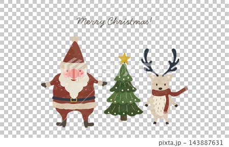 Santa and reindeer Nordic-style Christmas card Santa and reindeer Nordic-style Christmas card 143887631