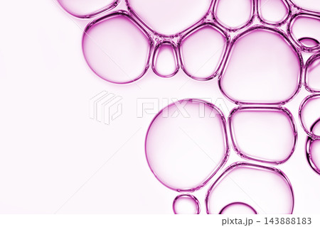 Abstract Pink Glass Bubbles on a Soft White Background with Copy Space 143888183