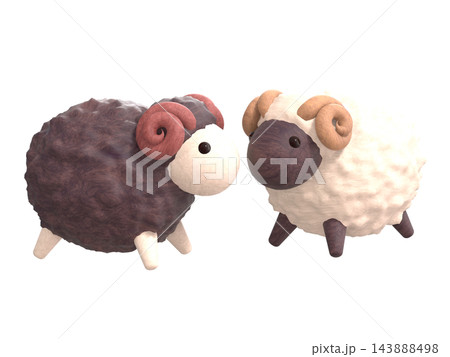 かわいい羊のオブジェの3DCG透過画像 かわいい羊のオブジェの3DCG透過画像 143888498