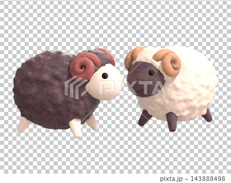 かわいい羊のオブジェの3DCG透過画像 かわいい羊のオブジェの3DCG透過画像 143888498