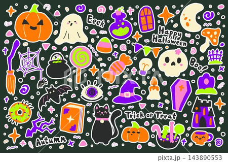 Doodle Naive Halloween sticker pack set Doodle Naive Halloween sticker pack set 143890553