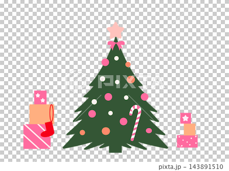 かわいいクリスマスツリーとプレゼント 143891510