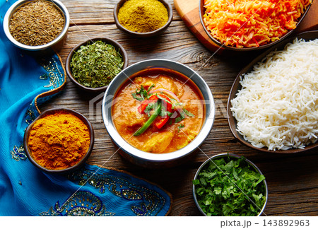 Chicken Jalfrazy indian food recipe and spices 143892963