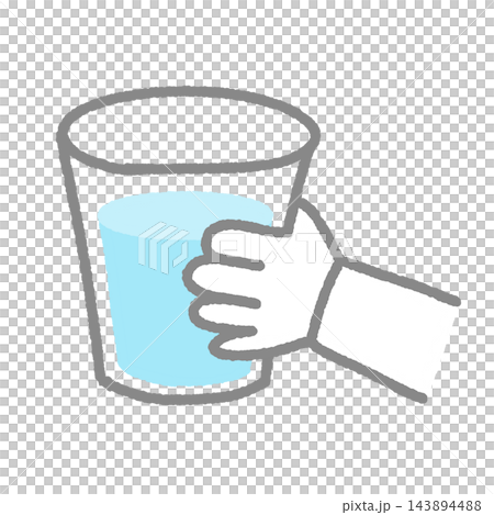 圖中描繪了一個人手裡拿著一杯水。 143894488