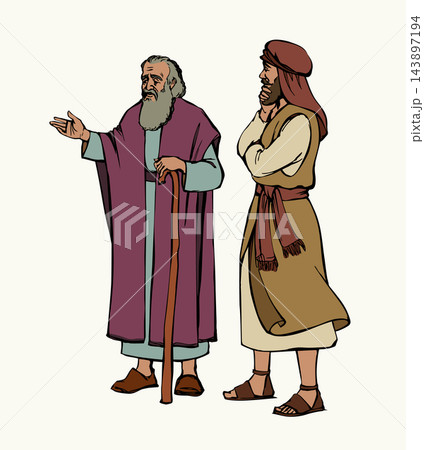 Ancient Jewish men. Vector drawing Ancient Jewish men. Vector drawing 143897194