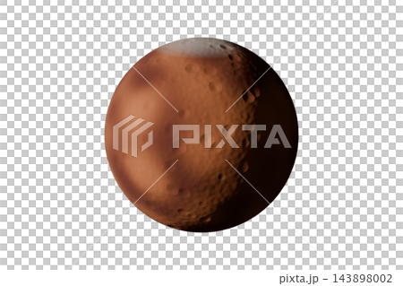 火星的三維渲染圖，隕石坑漂浮在白色背景上。 143898002