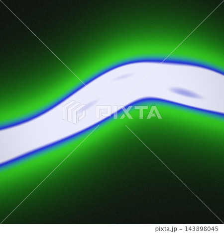 Glowing lime green neon wave lines on dark background, futuristic abstract light trails for technology, banners and digital design 143898045