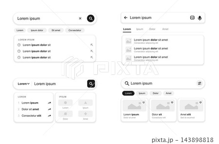 Minimalist website user interface wireframe vector set Minimalist website user interface wireframe vector set 143898818
