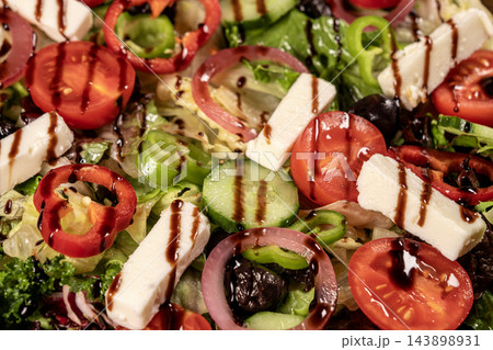 Mediterranean Vegetable Salad with White Cheese. Mediterranean Vegetable Salad with White Cheese. 143898931