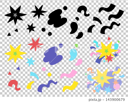 A set of illustration materials with simple and pop shapes. A set of illustration materials with simple and pop shapes. 143900679