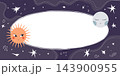 Decorative banner template in doodle style with sun and moon. Vector illustration 143900955