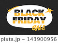 Black Friday sale banner design with yellow stars. Vector illustration 143900956
