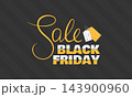 Black Friday banner template with doodle labels. Vector illustration 143900960