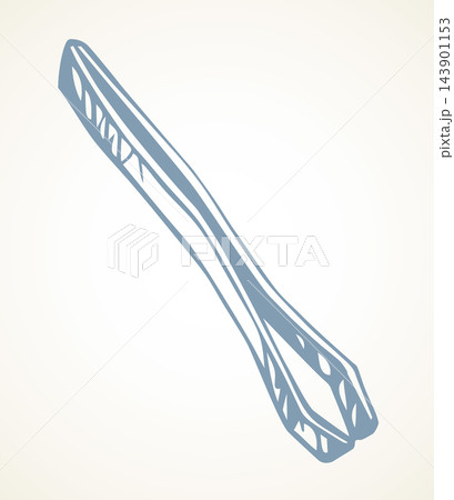 Metal tweezers. Vector drawing icon Metal tweezers. Vector drawing icon 143901153