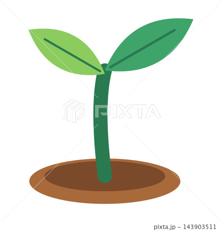Young green seedling sprout growing from brown soil, ecology clipart isolated on white background Young green seedling sprout growing from brown soil, ecology clipart isolated on white background 143903511