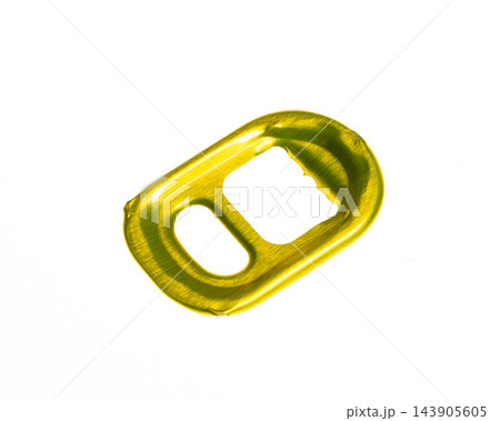 golden metal pull tab from an aluminum can golden metal pull tab from an aluminum can 143905605