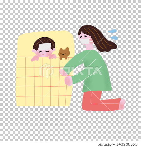 A mother attending a child A mother attending a child 143906355