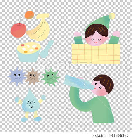 Illustration of a child catching a cold Illustration of a child catching a cold 143906357