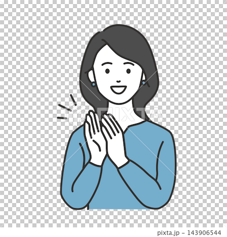 一幅年輕女子麵帶微笑、鼓掌的插圖,表達讚美和歡迎之情。 一幅年輕女子麵帶微笑、鼓掌的插圖,表達讚美和歡迎之情。 143906544