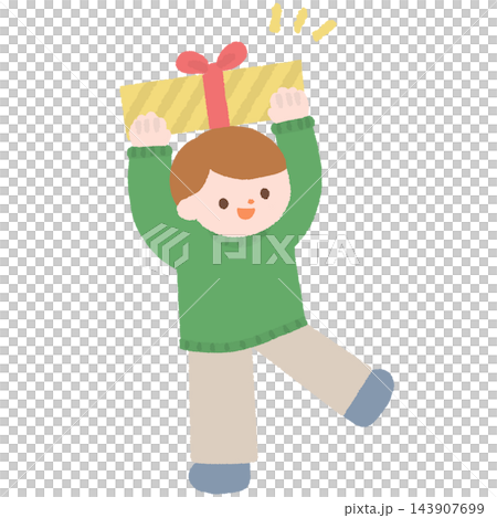 An illustration of a boy who is happy to receive a Christmas present. An illustration of a boy who is happy to receive a Christmas present. 143907699
