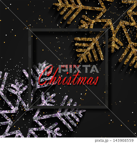 Merry Christmas. Card with snowflakes and a square frame Merry Christmas. Card with snowflakes and a square frame 143908559
