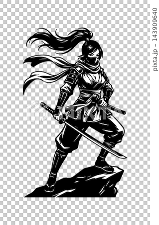 Woman Ninja Illustration Artwork Design Template Poster Wall Art Woman Ninja Illustration Artwork Design Template Poster Wall Art 143909640