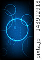 Futuristic technology background with glowing blue circles and binary code data stream 143912918