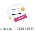 Overdue invoice marks late payments and outstanding balances. Accounts receivable tracking, payment reminders and cash flow monitoring highlight financial collection risk, vector illustration. 143913640