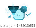 Agentic commerce connects AI agents with product discovery and purchasing decisions. Autonomous shopping, transaction automation and revenue growth define digital commerce, vector illustration 143913653