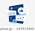 Social media sentiment analysis tracks audience opinions about brands. Brand perception, positive and negative feedback and social listening reveal public attitudes, vector illustration 143913660
