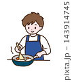 フライパンで料理をする男性のイラスト 143914745