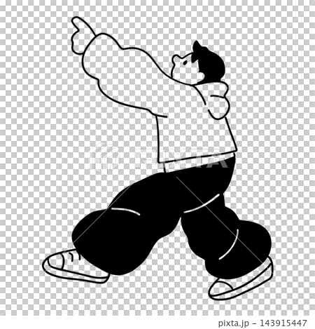 Line drawing illustration of a man pointing. Line drawing illustration of a man pointing. 143915447